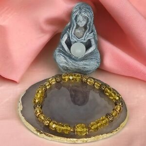 🌟HP🌟 Golden Green Beaded Stretch Bracelet Y2K Slip On Style